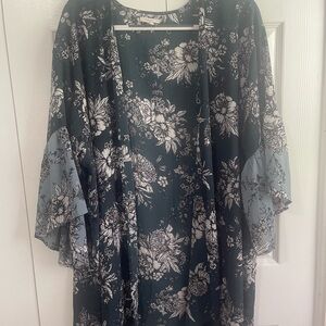 Maurice’s Floral Kimono Ruffle 3/4 Sleeve